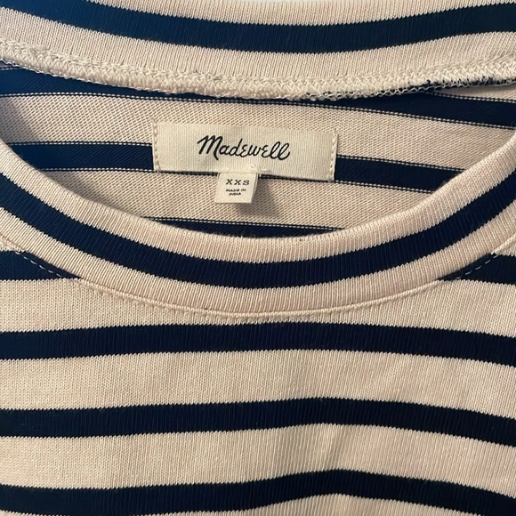 Madewell Womens XXS Striped Long Sleeve Top with Flared Cuffs 100% Cotton - Picture 2 of 6